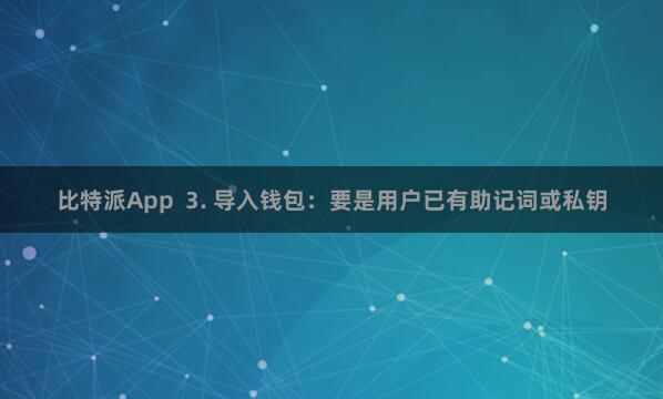 比特派App  3. 导入钱包：要是用户已有助记词或私钥