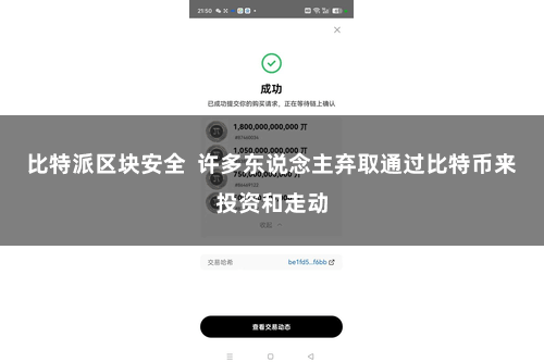 比特派区块安全  许多东说念主弃取通过比特币来投资和走动